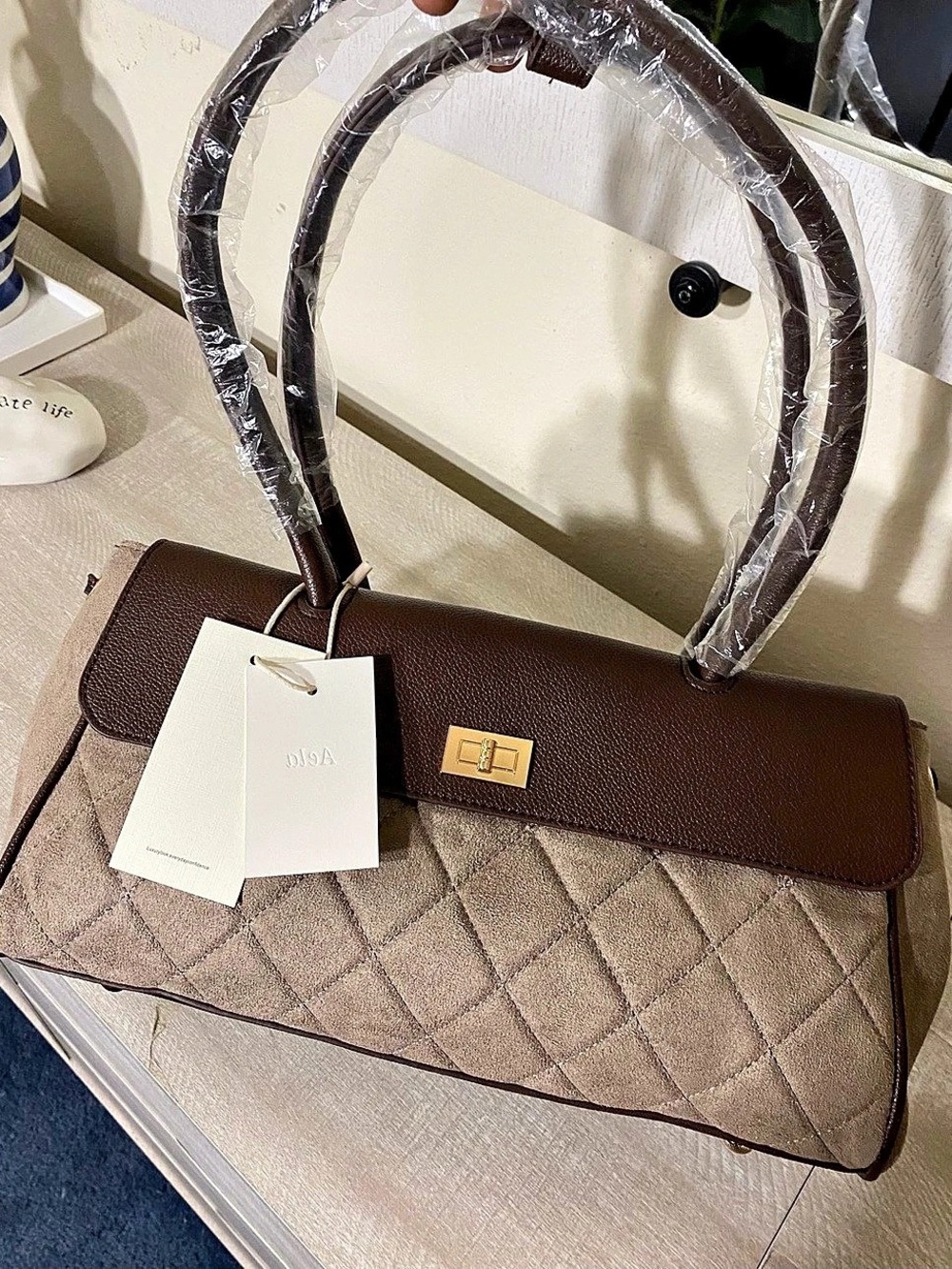 Shoulder Bag in Brown & Taupe NWT